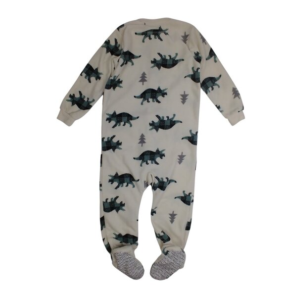 Pekkle Dino Fleece 2-Way Zip Footed Pajamas - Picture 3 of 11